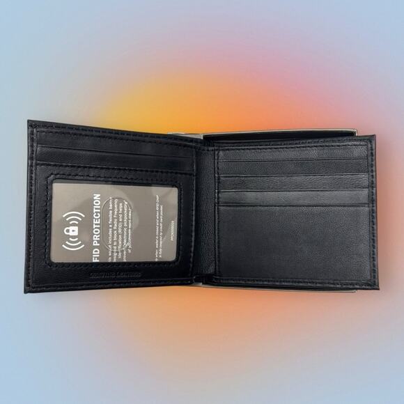 FALLS CREEK Men’s Black Genuine Leather Bifold Wallet RFID - Picture 1 of 3